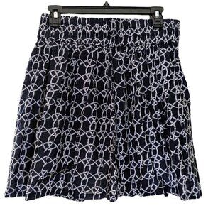NWT Top It Off 100% Cotton Navy Blue & White Rope Print Casual Skirt Sz Large